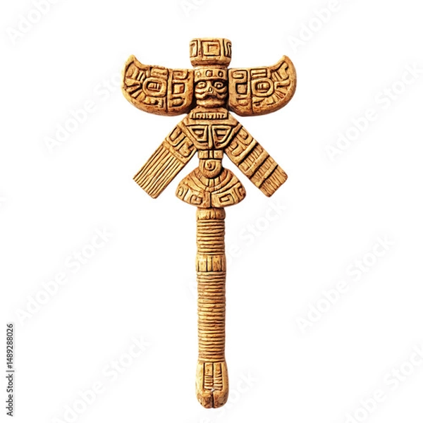 Obraz A Woven Palm Arrow with Mayan Death Gods Xibalba Isolated on Transparent Background