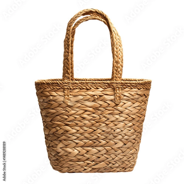 Obraz Elegant Straw Tote Bag with Fine Intricate Weaving Isolated on Transparent Background