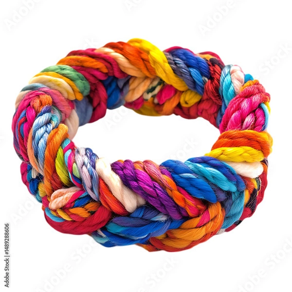 Obraz Vibrant Woven Bracelet with Chunky Fibers in a Bold Color Isolated on Transparent Background