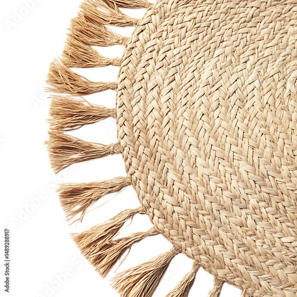 Obraz Elegant Minimalist Straw Beach Mat with a Refined D Isolated on Transparent Background