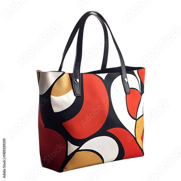 Obraz Trendy Canvas Bag with Bold Abstract Pattern Isolated on Transparent Background