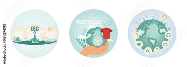 Obraz Environmental, Social, and Governance ESG Principles. Eco concept. Sustainable development.