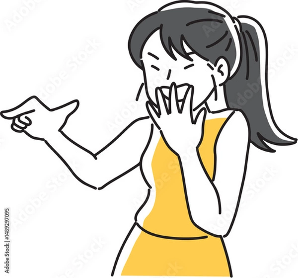 Fototapeta 指をさして笑う女性