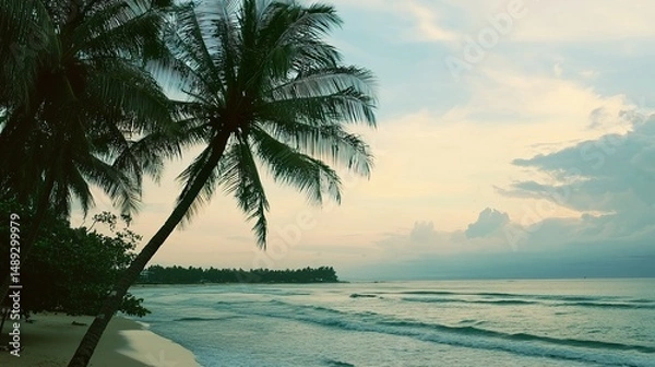 Obraz tropical beach with palm trees