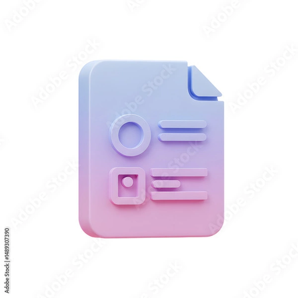 Obraz Minimalistic pastel gradient document icon with geometric shapes and lines for digital and design themes