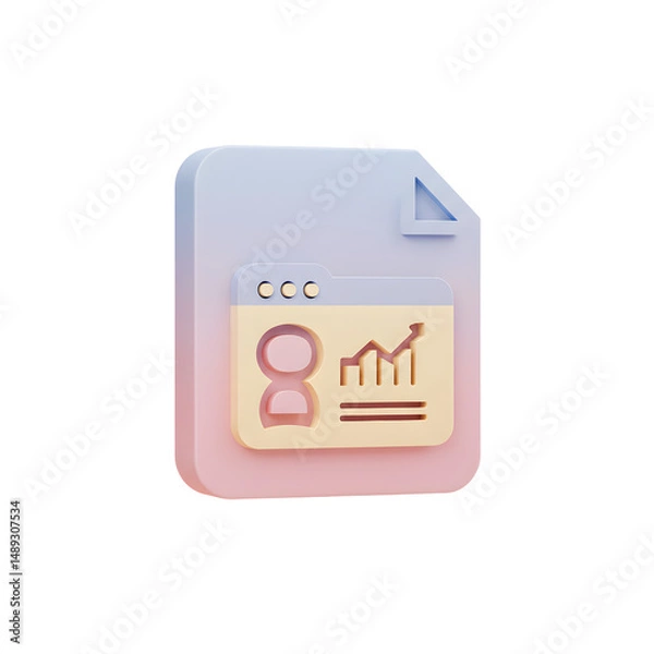 Obraz Digital Data Analysis File Icon with Growth Chart and User Profile