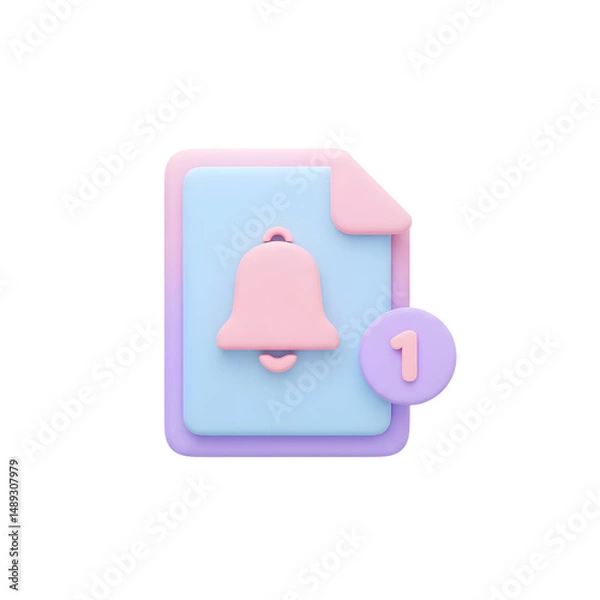 Fototapeta Digital Notification Alert Icon with Notification Badge in Soft Pastel Colors