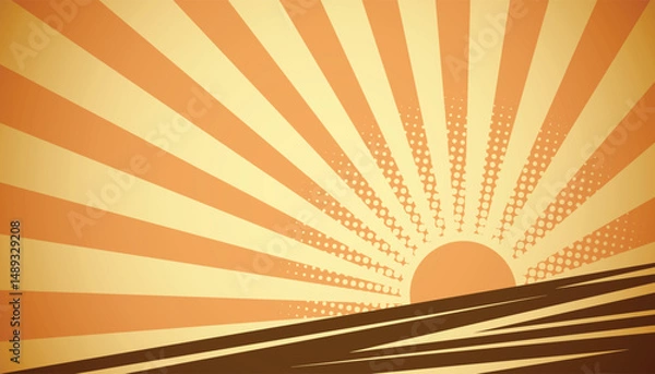 Fototapeta editable retro sun vector background with modern style