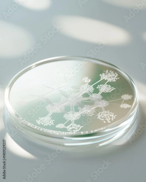 Obraz Crystal artwork reflects light in dish. Minimalist design on white background. Art use.