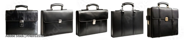 Obraz Stylish Leather Briefcases for Professional and Business Use, Isolated on Transparent, white background