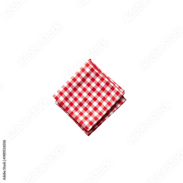 Fototapeta High-contrast gingham pattern napkin featuring a red and white color scheme, providing a crisp and visually appealing design
