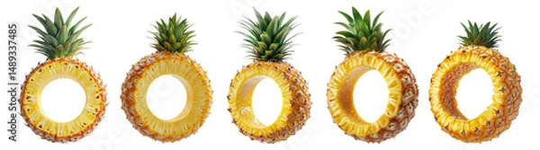 Obraz Creative Pineapple Slices with Hollow Centers for Tropical Decor, Isolated on Transparent, white background