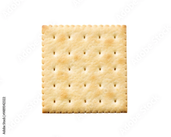 Fototapeta A single soda cracker isolated on a gray background, close up shot transparent background Generative AI