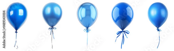 Obraz Various Shades of Bright Blue Balloons Isolated on White Background, Isolated on Transparent, white background