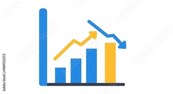 Obraz Economic Fluctuations: Bar Graph with Arrows