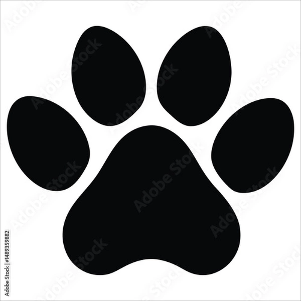 Fototapeta Minimalist Black Paw Print Icon for Pet and Animal Themes