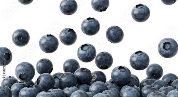 Fototapeta Fresh Blueberries Isolated on White Background for Culinary Use