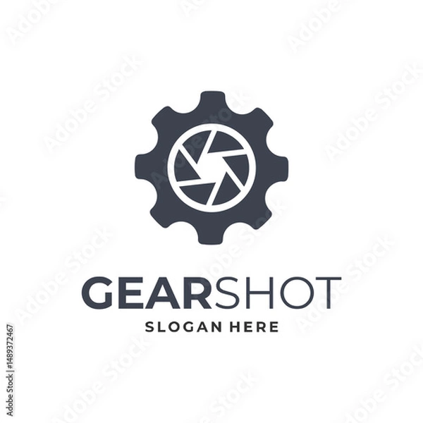 Obraz Gear and lens logo modern style, perfect for photography logo design