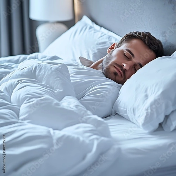 Obraz Man sleeping peacefully in bed