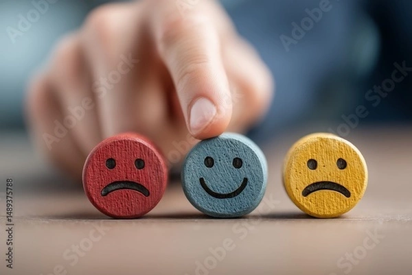 Fototapeta Colorful Emotion Selection Buttons Representing Mental States.Generative AI