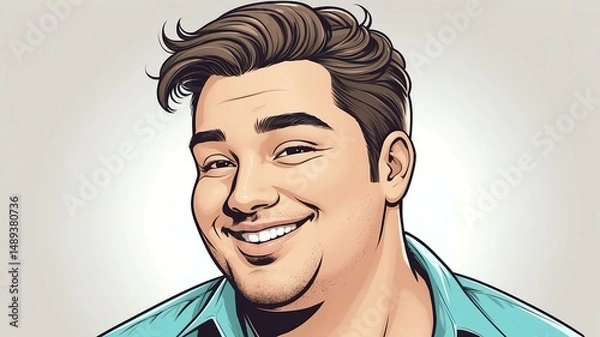 Fototapeta Plus size man Tilting the head slightly with a playful smile background