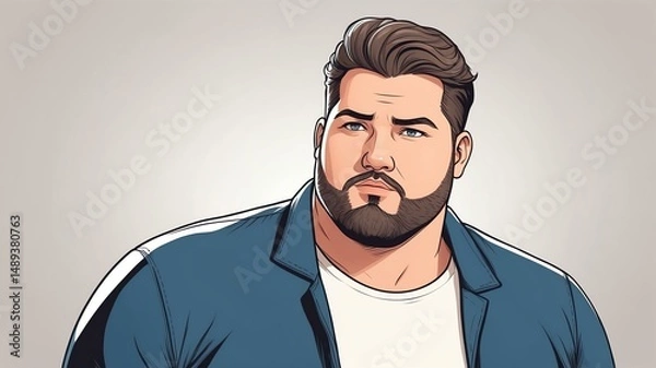Fototapeta Plus size man Staring straight ahead with a confident gaze background