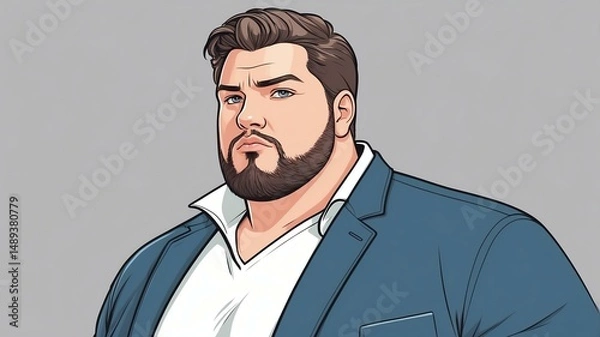 Fototapeta Plus size man Staring straight ahead with a confident gaze background