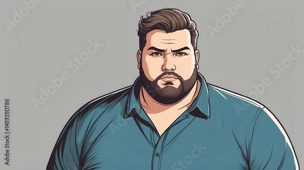 Fototapeta Plus size man Staring straight ahead with a confident gaze background