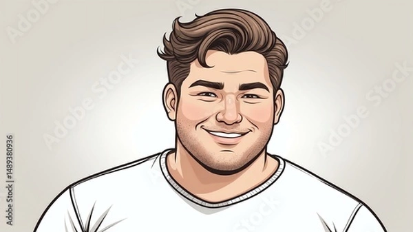 Fototapeta Plus size man Raising one eyebrow with a confident, cheeky smile background