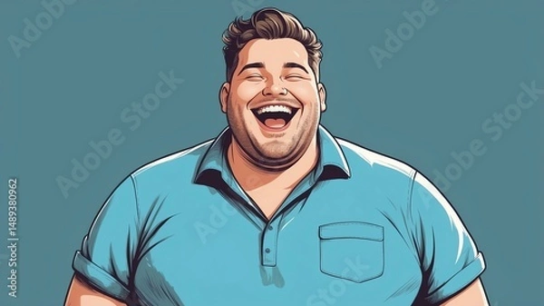 Fototapeta Plus size man Smiling brightly with eyes wide open in excitement background