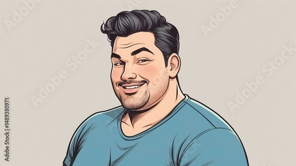 Fototapeta Plus size man Raising one eyebrow with a confident, cheeky smile background
