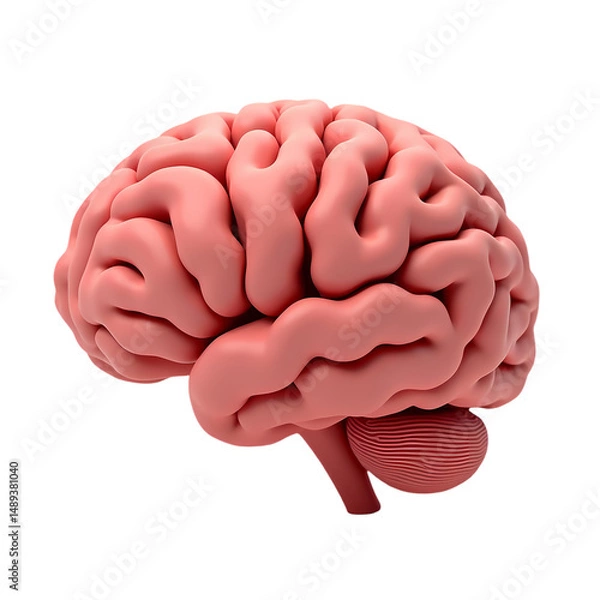 Fototapeta A detailed anatomical illustration of a human brain with intricate folds  isolated on transparent background