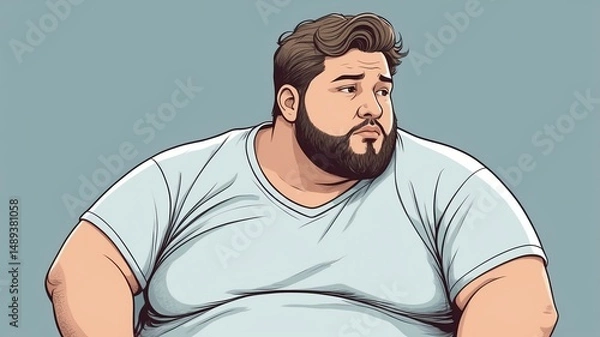 Fototapeta Plus size man Looking up thoughtfully, with a contemplative expression background