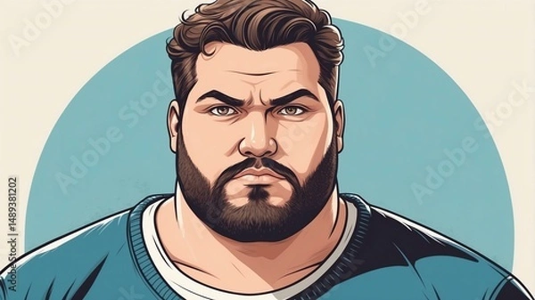 Fototapeta Plus size man Looking directly at the camera with a bold, assertive stare background