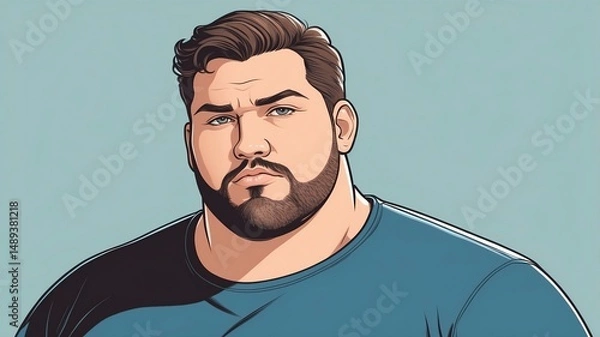 Fototapeta Plus size man Looking directly at the camera with a bold, assertive stare background