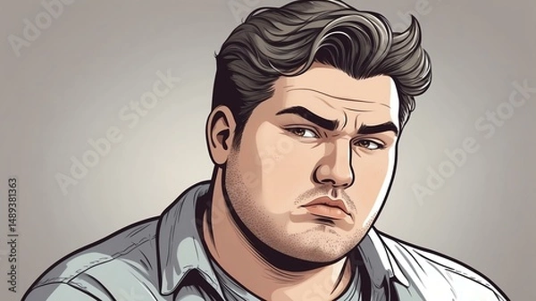 Fototapeta Plus size man Furrowing the brow with a questioning look background