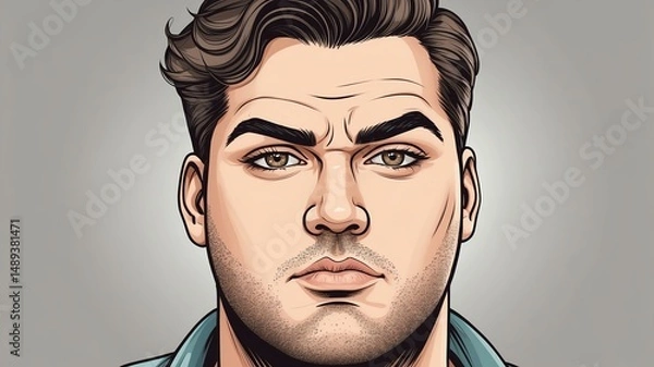 Fototapeta Plus size man Eyebrow raised with a hint of surprise or intrigue background