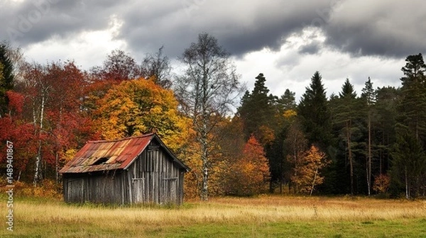 Obraz old barn in the mountains