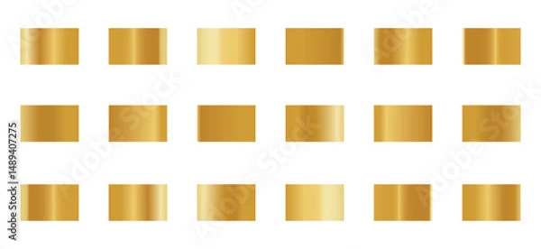 Obraz Golden premium gradient swatch palette set. premium golden gradients swatches set. Set gold gradient Chrome color foil texture background.