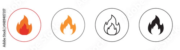 Obraz Fire flame icon. Burning symbol. Fireball sign.  flame icon with orange and red hues Modern fire symbol for design and branding. Energy illustration.