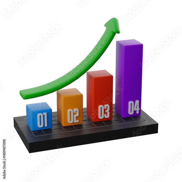 Fototapeta Ascending bar chart transforming into steps.