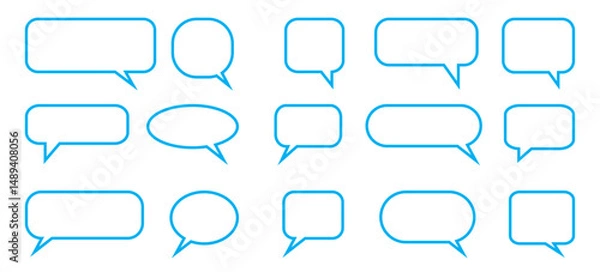 Fototapeta Speech Bubble Icon Set. Speech Bubble Line Icons. Set of speak bubble text, chatting box, message box - Editable Stroke Vector Illustration