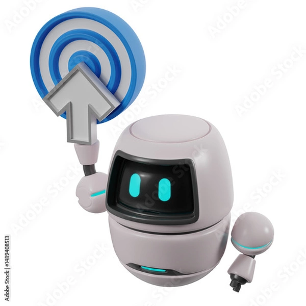 Fototapeta AI robot pointing at goals. 3d illustration.