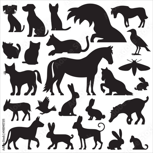Fototapeta animal silhouettes vector set, 