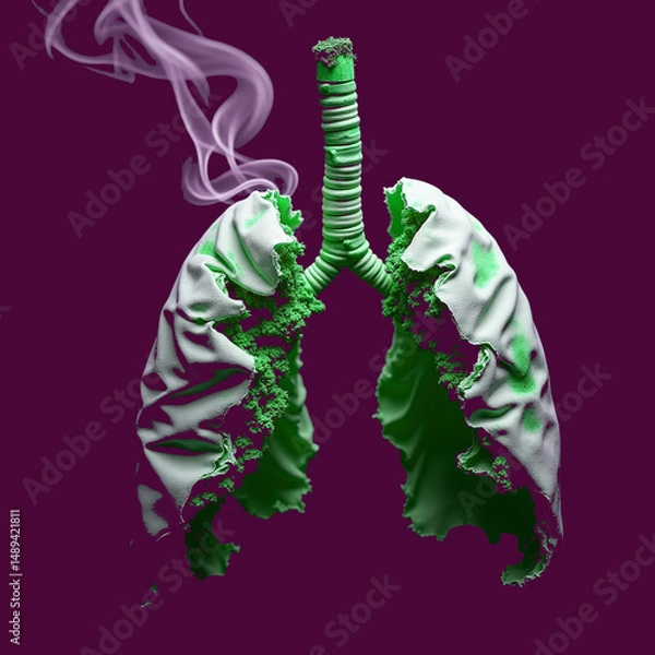 Fototapeta A haunting high-contrast image featuring a pair of lungs   isolate on white background Download