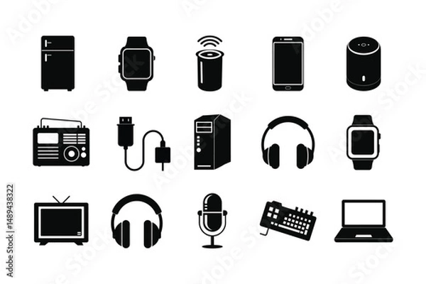 Obraz Technology gadget silhouette  vector bundle  illustration