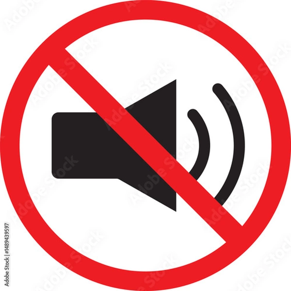 Fototapeta Prohibited Sign For Keep Silent, Vector icon 