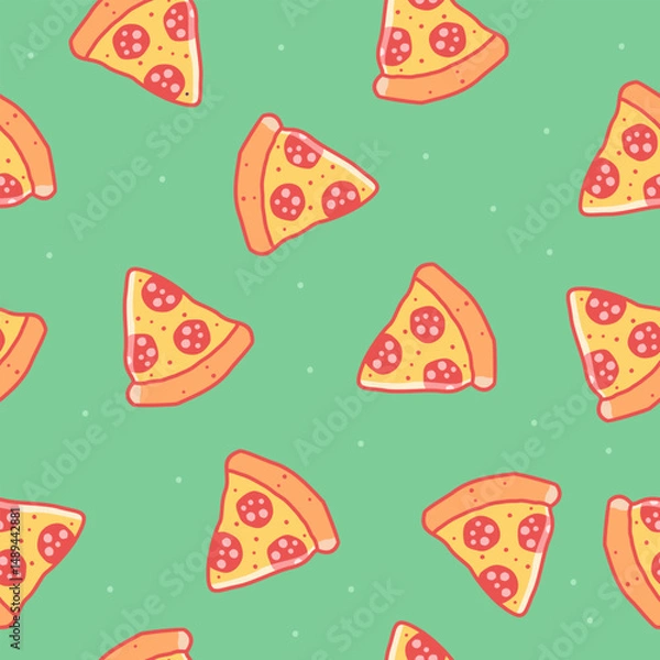 Obraz Cute pizza pattern background vector design