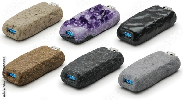 Fototapeta Six Unique USB Flash Drives Designed to Resemble Natural Stones and Minerals