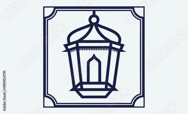 Fototapeta Lantern silhouette icon, Vintage lantern vector, Black lantern graphic, Hanging lamp design, Classic lantern shape